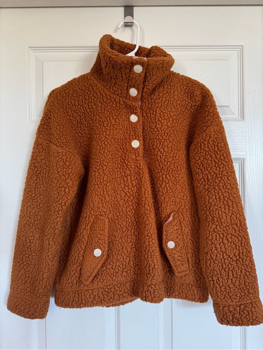 J. Crew vintage fleece Orange Sherpa Snap-Front Jacket